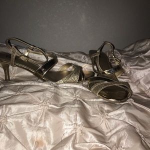 Gold strapped heels